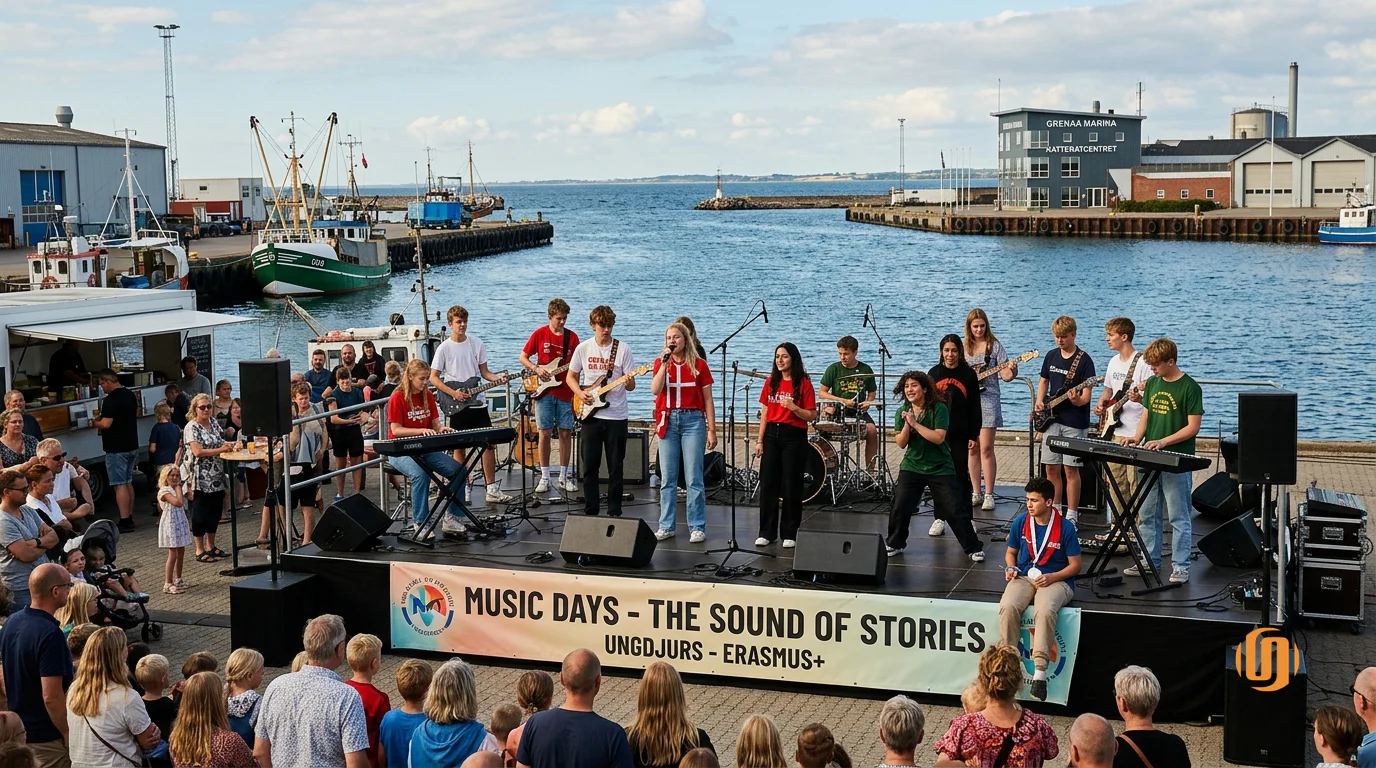 Unge fra fire lande skaber musikalsk fællesshow på Sydhavnen i Grenaa